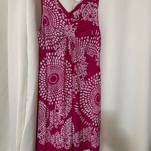 Avenue Hot Pink and White Geometric Print Dress